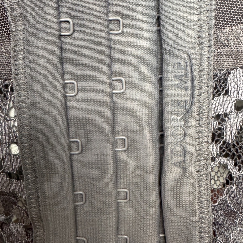 Adore Me Blue Gray Lace Longline Underwire Bra 36D Floral Bustier Style - Picture 5 of 7
